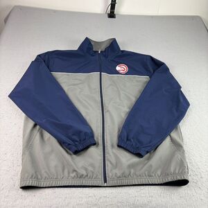 Atlanta Hawks Jacket Mens XL Gray Blue Windbreaker Full Zip‎ Lightweight NBA